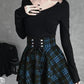 Checkered Lacing High Waisted A-Line Mini Skirt Skater Skirt Pleated Skirt Women Fashion
