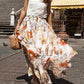 Floral print flowers high waist maxi skirt women fashion skirts