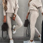 Solid Color Drawstring One Shoulder Round Neck Long Sleeves Batwing Sleeves Long Two-Piece Tubes Ladies Fashion Jumpsuit