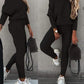 Solid Color Drawstring One Shoulder Round Neck Long Sleeves Batwing Sleeves Long Two-Piece Tubes Ladies Fashion Jumpsuit