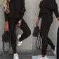 Solid Color Drawstring One Shoulder Round Neck Long Sleeves Batwing Sleeves Long Two-Piece Tubes Ladies Fashion Jumpsuit