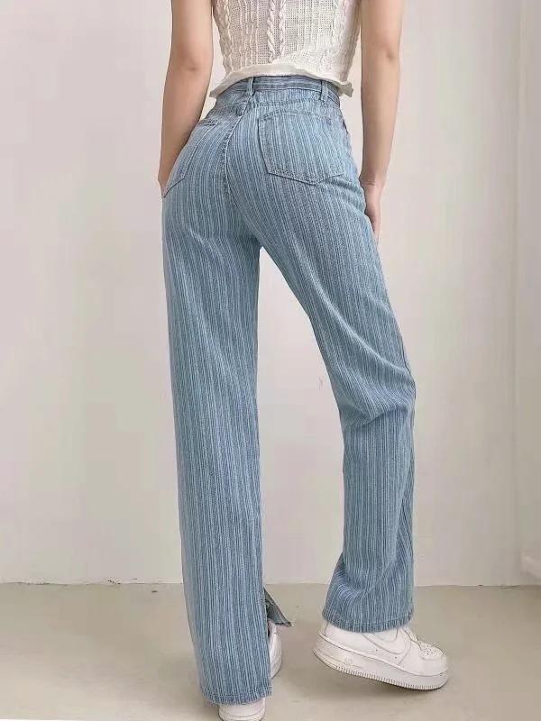 Pockets Slit High Waist Women's Boyfriend Jeans