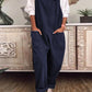 Solid color pockets long oversize women fashion dungarees
