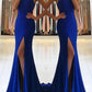 Cut Out Slit Round Neck Sleeveless Women Maxi Dresses Evening Dress Ball Gown