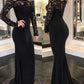 Lace Off Shoulder Long Sleeve Mermaid Elegant Maxi Dress Evening Dress