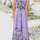 Floral Halter Round Neck Sleeveless Women Maxi Dresses Elegant Dress Summer Dress