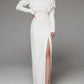 Side Slit Cut Out Zipper Round Neck Long Sleeve Maxi Dress Women Fashion Evening Dress