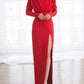 Side Slit Cut Out Zipper Round Neck Long Sleeve Maxi Dress Women Fashion Evening Dress