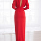 Side Slit Cut Out Zipper Round Neck Long Sleeve Maxi Dress Women Fashion Evening Dress