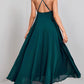Back lacing spaghetti straps A-line maxi dress women fashion evening dress