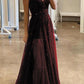 Solid Color Sequins Mesh V-Neck Spaghetti Straps Maxi Dresses Women Fashion Elegant Dress