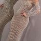 Glitter Fishtail Round Neck Long Sleeve Women Maxi Dresses Tight Dress Evening Dress Ball Gown