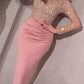 Slit glitter tight round neck long sleeve women maxi dresses tight dress ball gown