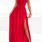 One Shoulder Slit Pleated Cut Out Sleeveless Women Maxi Dresses Evening Dress