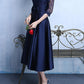 Lace bow round neck half-length midi dresses women evening dress