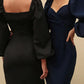 Pleated Tight V-Neck Long Sleeve Women's Midi Dresses Tight Dress Party Dress