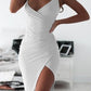 Tight Slit V-Neck Spaghetti Straps Women Mini Dresses Tight Dress Party Dress