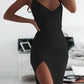 Tight Slit V-Neck Spaghetti Straps Women Mini Dresses Tight Dress Party Dress