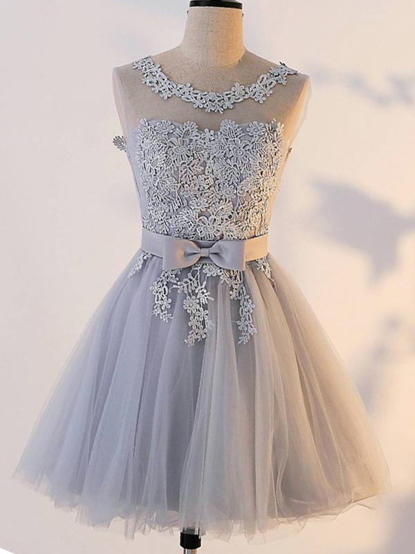 Lace Mesh Bow Round Neck Sleeveless Ladies Elegant Mini Dresses Tulle Dress Jugendweihe Dresses