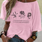 Floral Print Irregular Oversize Round Neck Short Sleeve Women's T-Shirt