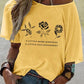 Floral Print Irregular Oversize Round Neck Short Sleeve Women's T-Shirt