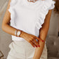 Solid Color Ruffle Round Neck Sleeveless Blouses Regular Ladies Fashion Top