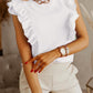 Solid Color Ruffle Round Neck Sleeveless Blouses Regular Ladies Fashion Top