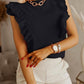 Solid Color Ruffle Round Neck Sleeveless Blouses Regular Ladies Fashion Top