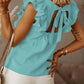 Solid Color Ruffle Round Neck Sleeveless Blouses Regular Ladies Fashion Top