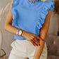 Solid Color Ruffle Round Neck Sleeveless Blouses Regular Ladies Fashion Top