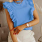 Solid Color Ruffle Round Neck Sleeveless Blouses Regular Ladies Fashion Top