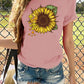 Floral Print Round Neck Short Sleeve Casual Women Tops T-Shirt Tops