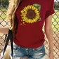 Floral Print Round Neck Short Sleeve Casual Women Tops T-Shirt Tops