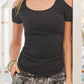 Solid Color Cut Out Round Neck Short Sleeve T-Shirt Regular Ladies Fashion Top