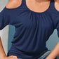 Solid Color Cut Out Round Neck Short Sleeve T-Shirt Regular Ladies Fashion Top