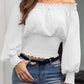 Ruffle Boat Neck Long Sleeve Women Tops Tops Blouses