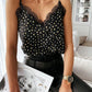Polka dot crochet lace v-neck spaghetti strap top womens fashion vest