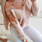 Patchwork lace round neck long sleeve women fashion sweater