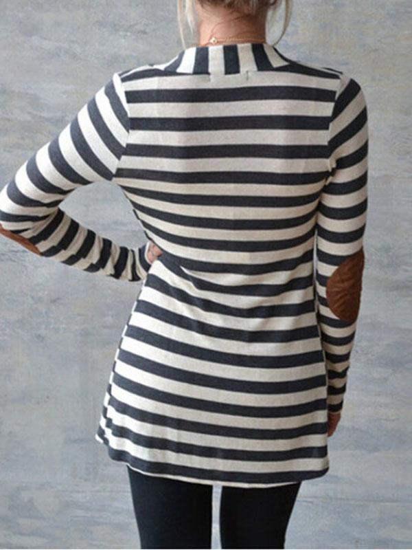 Striped long sleeve ladies fashion cardigan jacket