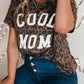 COOL MOM Letter Print Leopard Comfy Round Neck Short Sleeve Maternity T-Shirt