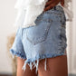 Destroyed Pockets High Waist Women Short Jeans Pants