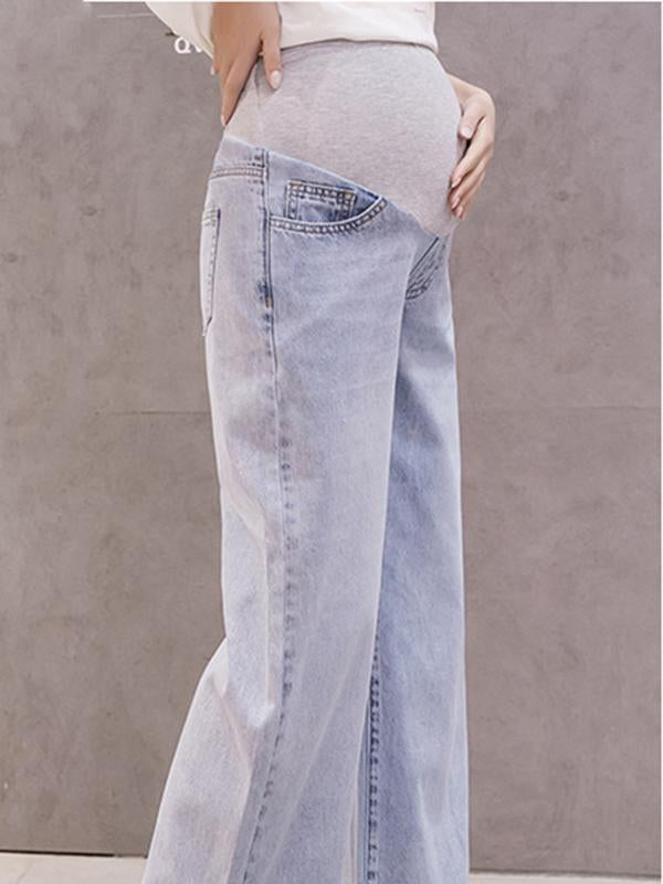 Wide Leg Silt Stretch Bottoms Maternity Long Jeans