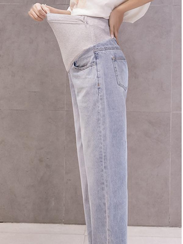 Wide Leg Silt Stretch Bottoms Maternity Long Jeans