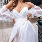 Bandeau Side Slit Flowy Maternity Long Sleeve Party Maxi Dress