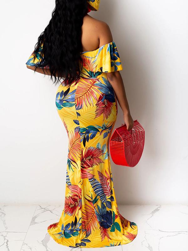 Floral Off Shoulder Mermaid Photoshoot Maternity Maxi Dress