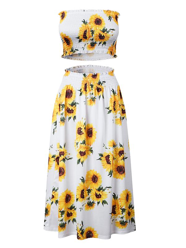 Sunflower Bandeau Two Piece Maternity For Babyshower Maxi Dress