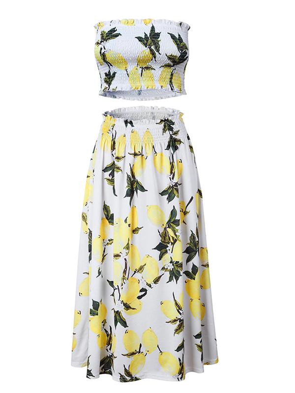 Sunflower Bandeau Two Piece Maternity For Babyshower Maxi Dress