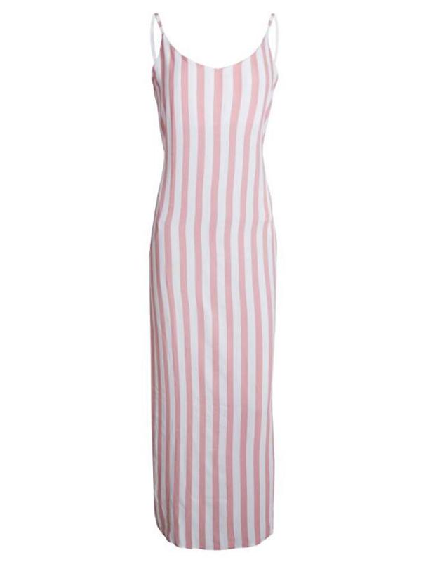 Striped Print Maternity For Babyshower Spaghetti Strap Beach Going Out Maxi Dress