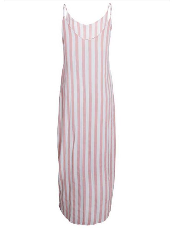 Striped Print Maternity For Babyshower Spaghetti Strap Beach Going Out Maxi Dress