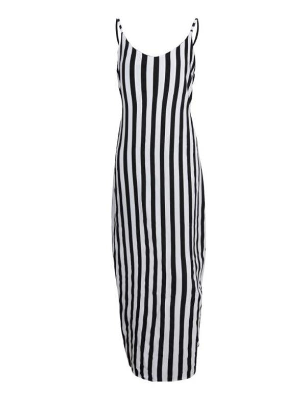 Striped Print Maternity For Babyshower Spaghetti Strap Beach Going Out Maxi Dress